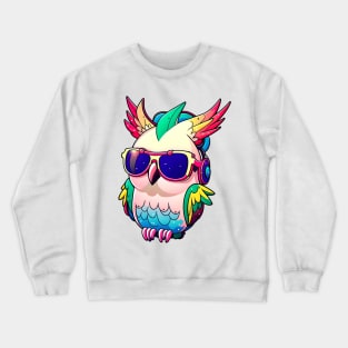 Kawaii cute happy cockatoo wearing sunglasses Crewneck Sweatshirt